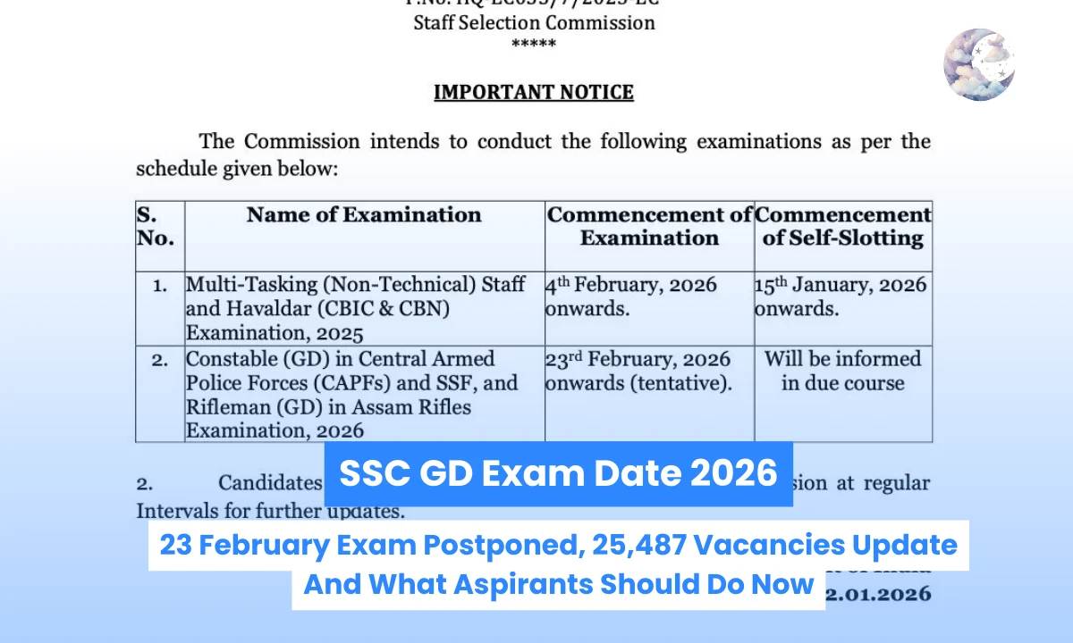 SSC GD Exam Date 2026: 23 February Exam Postponed, 25,487 Vacancies Update And What Aspirants Should Do Now